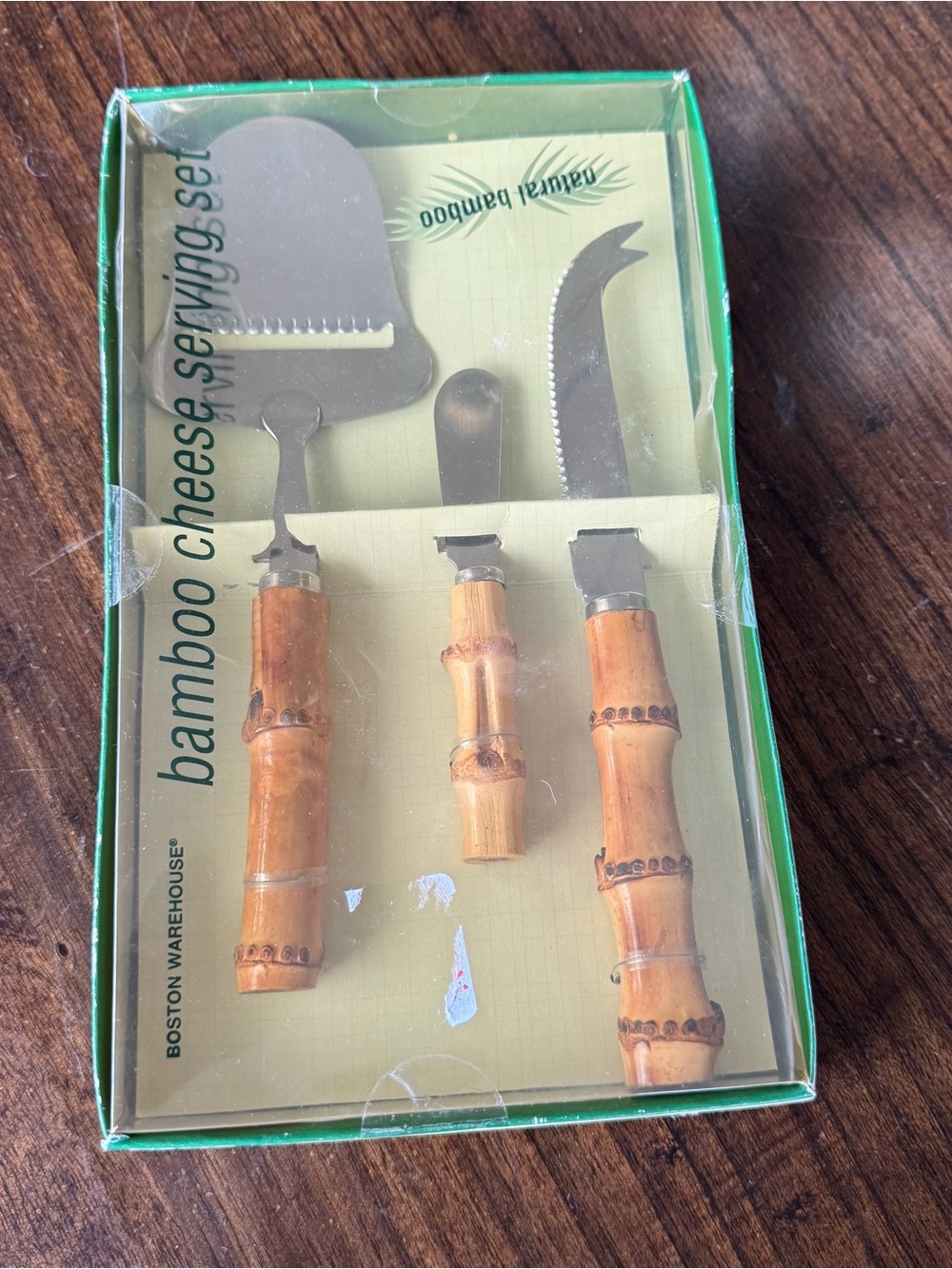Boston Warehouse 2006 Vintage Bamboo Cheese Serving Set 3-Piece Coastal Tiki